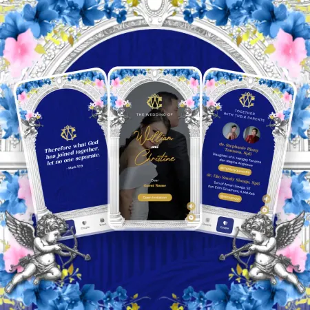 Preview template undangan Blue White